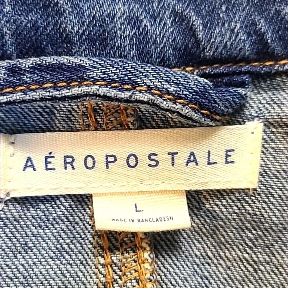 Aeropostale Denim Flight Suit Buttondown Romper with Drawstring Waist Size Large - Picture 8 of 9
